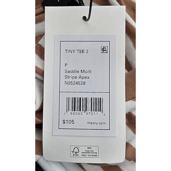 NWT Women's - Theory Striped Tiny Tee, Size Petite - Picture 6 of 8
